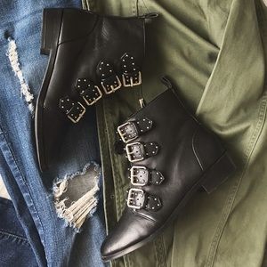 Vince Camuto Black Buckled Booties